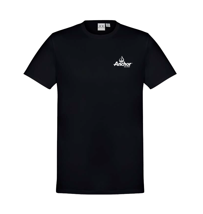 Anchor Black Mens Tee Shirt - White Logo - Buy Fonterra Merchandise ...